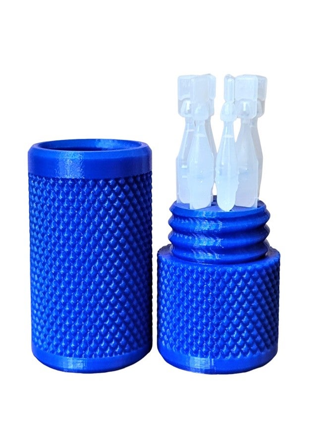 Znet3D Eye Drop Vials Holder & Storage Case - Securely Store Seven (7) Single-Use Vials - Screw-On Lid, Knurled Pattern - Keep Vials Safe & Organized to Keep Track of Your Daily Usage (Blue) - Image 1